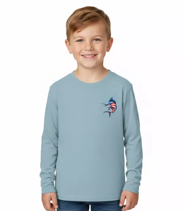 Boys Performance Top Marlin Fish USA Flag Graphic-7611504