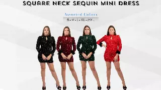 Chicaluv Wholesale - Square Neck Sequin Mini Dress – Sparkling Cocktail Essential