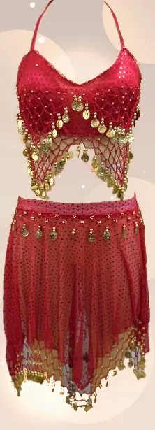 CHH-16058- 2 pc Women's Belly Dance Costume Set - $12.00 Each (3 pcs per pack) — Red