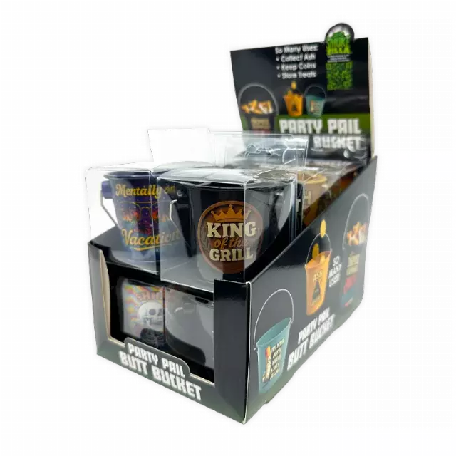 Printed Bucket Ashtray - 12 Pieces Per Retail Ready Display 26097