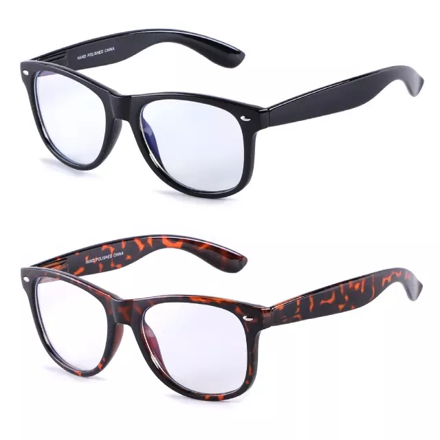 Unisex Wayfarer Blue Light Glasses with Glossy Side Arms P1543BLB