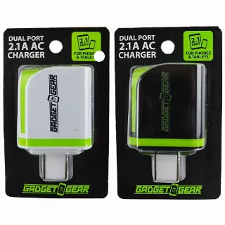 AC Wall Charger with Dual USB Ports 2.1 Amp - 3 Pieces Per Pack 22458