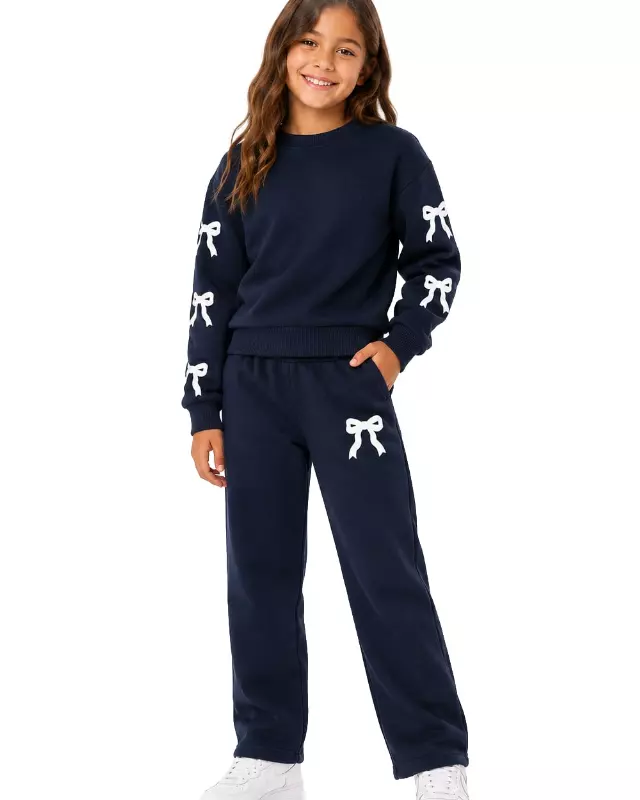 Girls' Hoodie & Sweatpants Set #Q04 — All 3 Colors / 4-5-6-6X