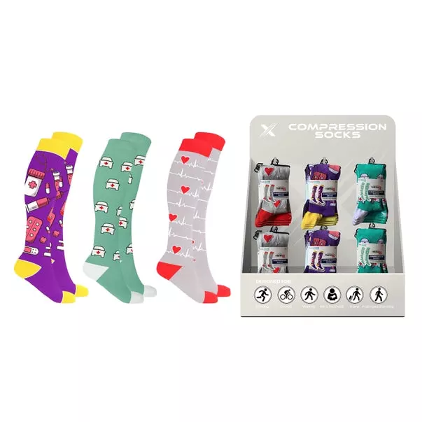 COMPRESSION SOCKS WITH FREE DISPLAY (24-PAIRS) · SKU XX-DISPLAY-MAY