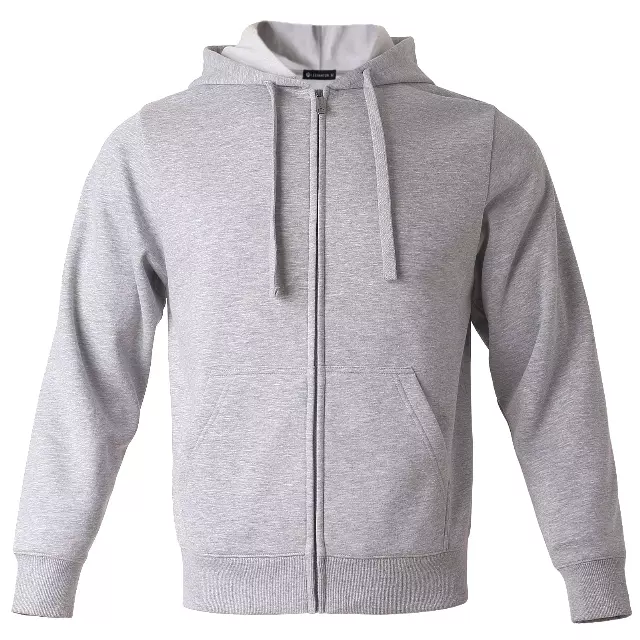 Men's Full Zip Fleece Hoodie Sweatshirt 280gsm 80%Cotton 20% Polyester - Style #MFJ103 - $12.80/Unit - 12PCS/CS - PLEASE SEE DESCRIPTION — Light Grey
