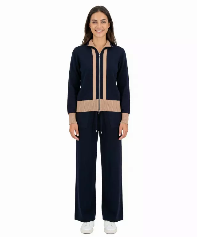 Knit Sweater & Wide-Leg Lounge Set #102 — Black/Beige / S/M-L/XL