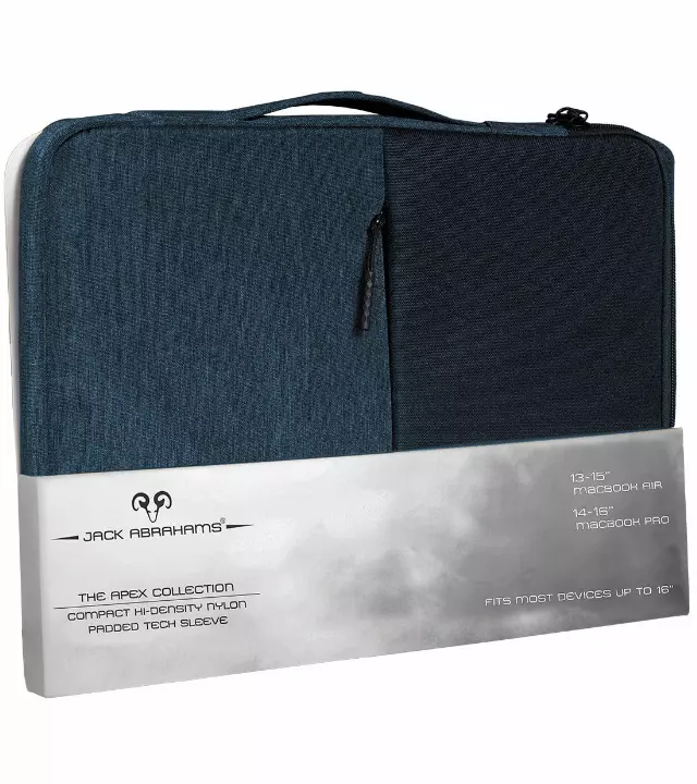 Jack Abrahams The Velocity Two-Tone Nylon Protective Padded Laptop Sleeve — 600-NAVY