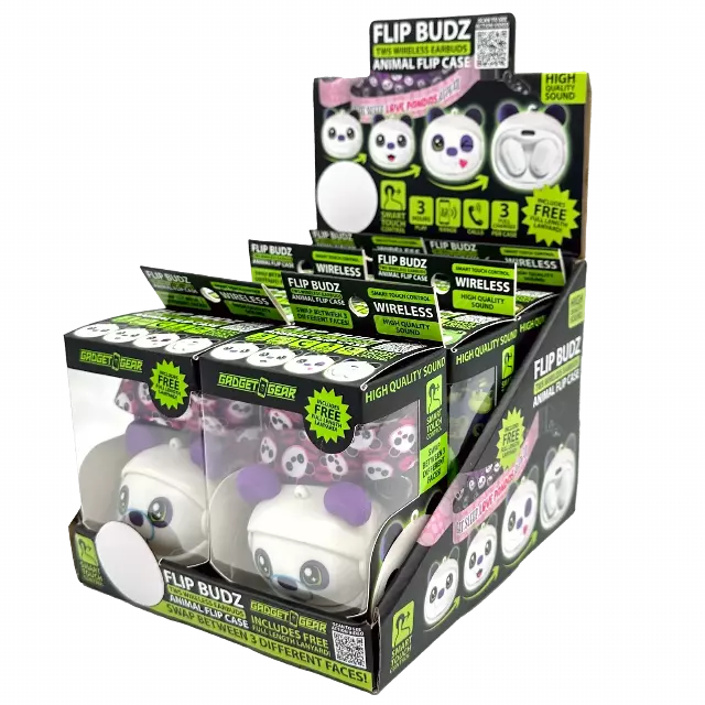 Wireless Earbuds Animal Themed with Case and Lanyard - 6 Pieces Per Retail Ready Display 23561
