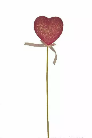 PL2010PK – 3” Glitter Heart on 16” wood pick “DZ” Min. 1 dz, Case Pk. 16 Dz.