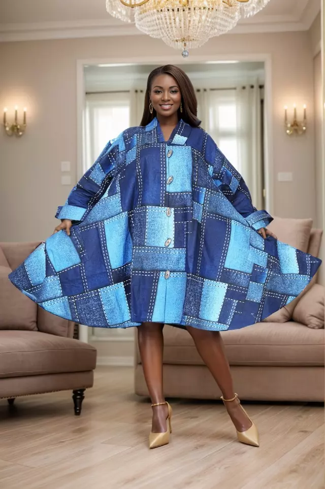 243 - NEW PRINT ALERT Big Button Authentic African Tunic Dress (3 PCS PRE-PACK) - $25.00 EACH — One Size (4 - 24) / Print-604