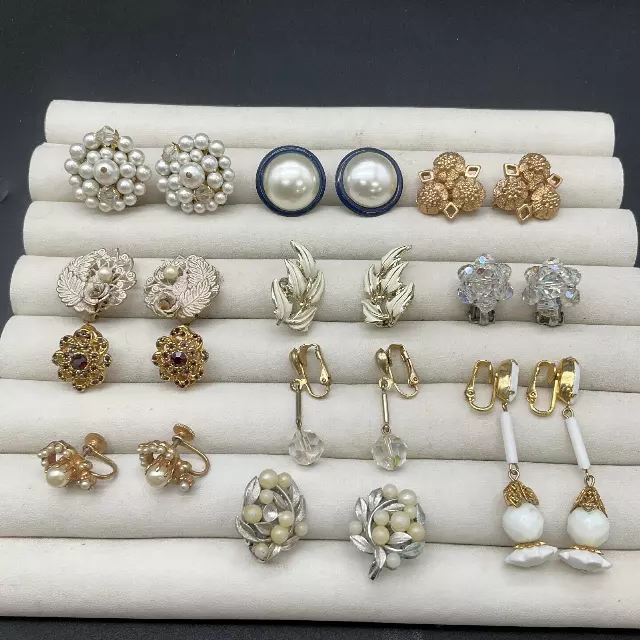 Vintage Trifari Sarah Coventry Coro Clip On Earrings Jewelry Lot 11 Pairs
