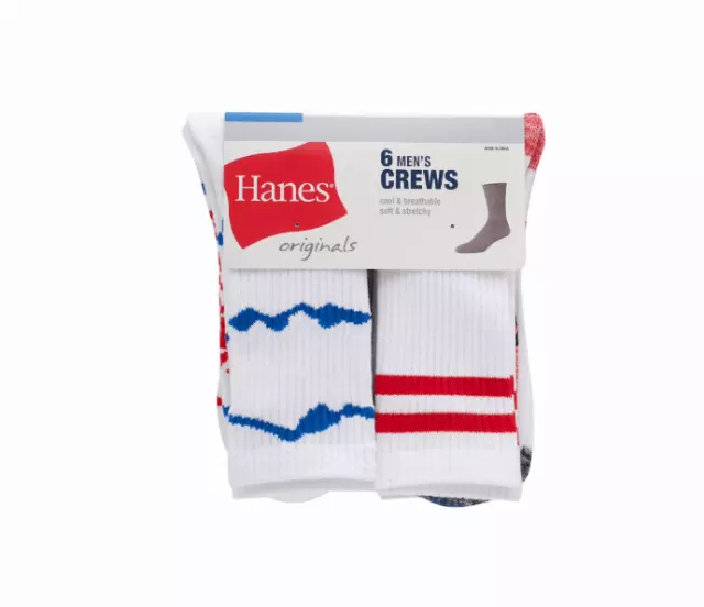 #9-H-1663 Men’s Hanes Crew Socks – $4.00 Per 6 Pair Pack (18 Packs)
