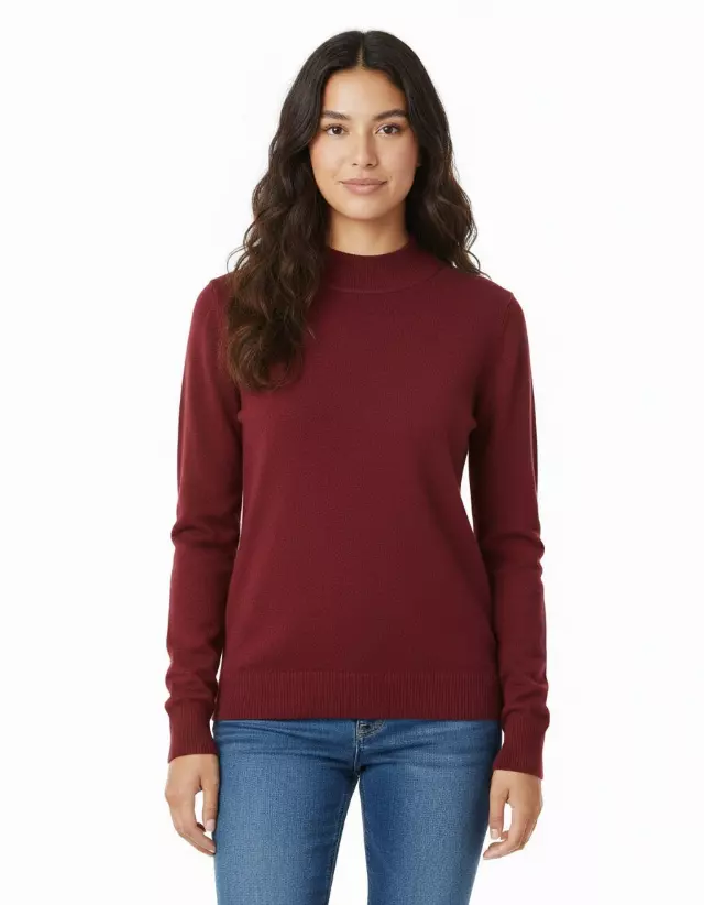 Mock Neck Sweater — Burgundy / S/M-L/XL
