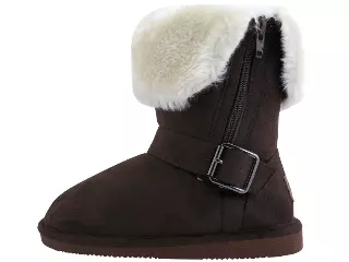 G6620 - Youth's Micro Suede Fold Over Boots with Faux Fur — Brown (G6620-T) / 11-4 Assorted
