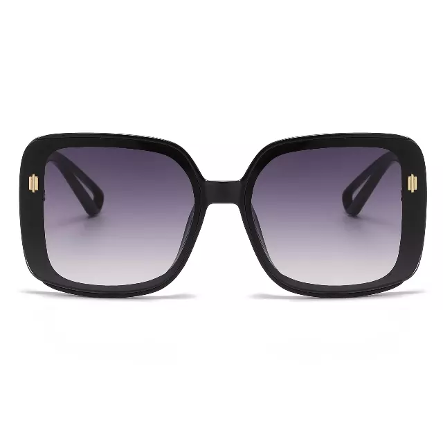 Fashion Oversized Square Sunglasses with Cutout Arms and Gold Side Metal Accents P11042