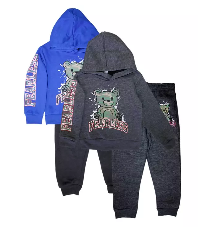 S1OPE Teddy Bear Fearless Screen Print Hoodie & Jogger Set – 8148688