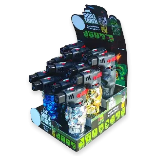 Metallic XXL Skull Torch Lighter - 12 Pieces Per Retail Ready Display 24715