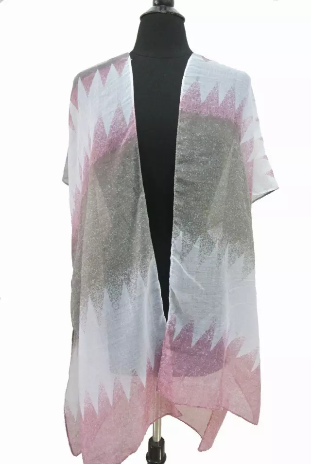 QC216 Pattern Spring Kimono — Pink