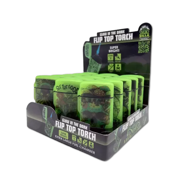 Glow in The Dark Flip Top Lighter - 15 Pieces Per Retail Ready Display 25743