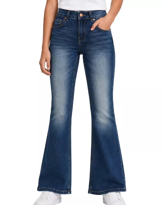 Girls' Faded Skinny Jeans #03 — Medium Blue / 4-6-8-10-12-14