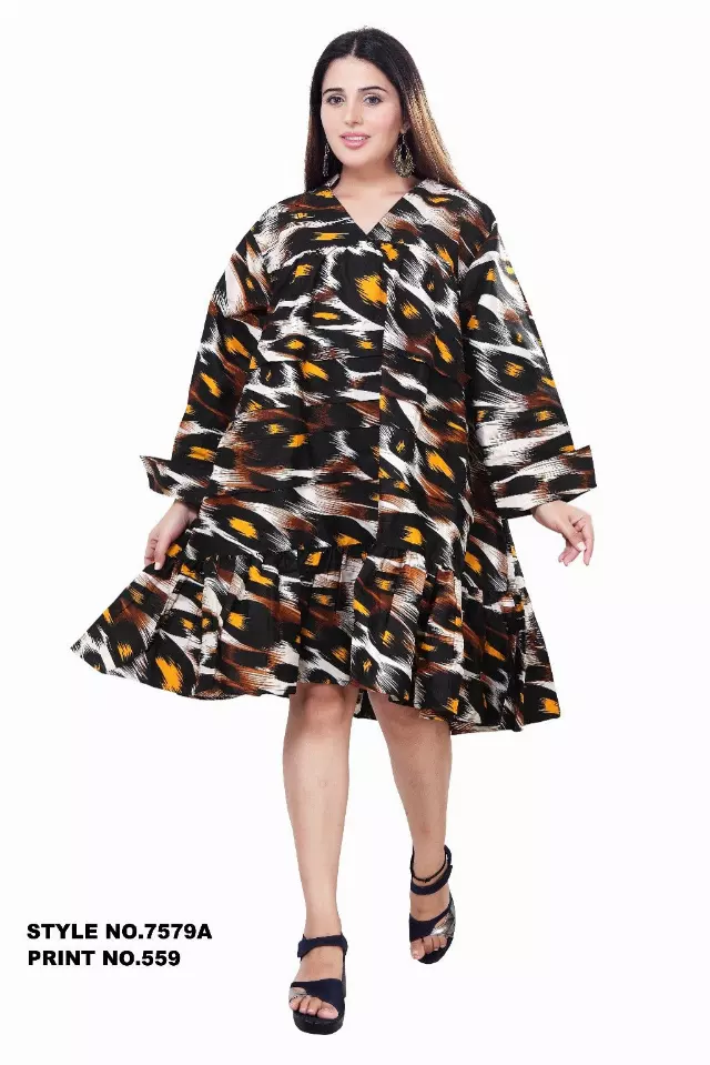 7579 A - ON SALE!!! African Tunic Dress (3 PCS PRE-PACK) - $15.00 EACH — One Size (4 - 24) / Print-559