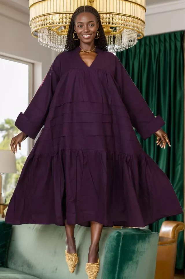 7580S - ON SALE!!! Solid Color Tunic Dress (3 PCS PRE-PACK) - $15.00 EACH — One Size (4 - 24) / Purple