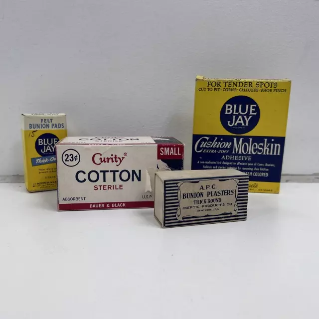 Vintage Blue Jay Bunion Pads Moleskin Curity Cotton APC Plasters Medical Lot