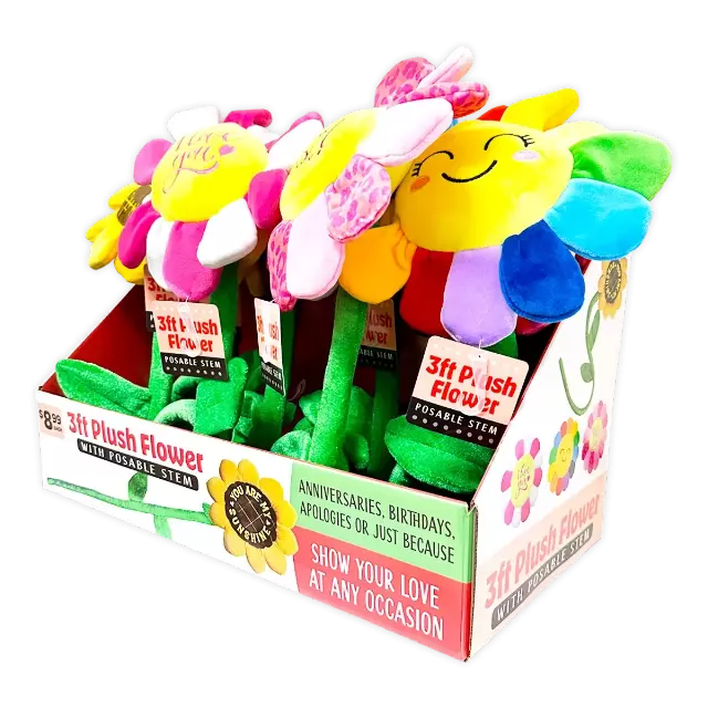 Plush Flower 36" Assortment - 8 Pieces Per Retail Ready Display 41664