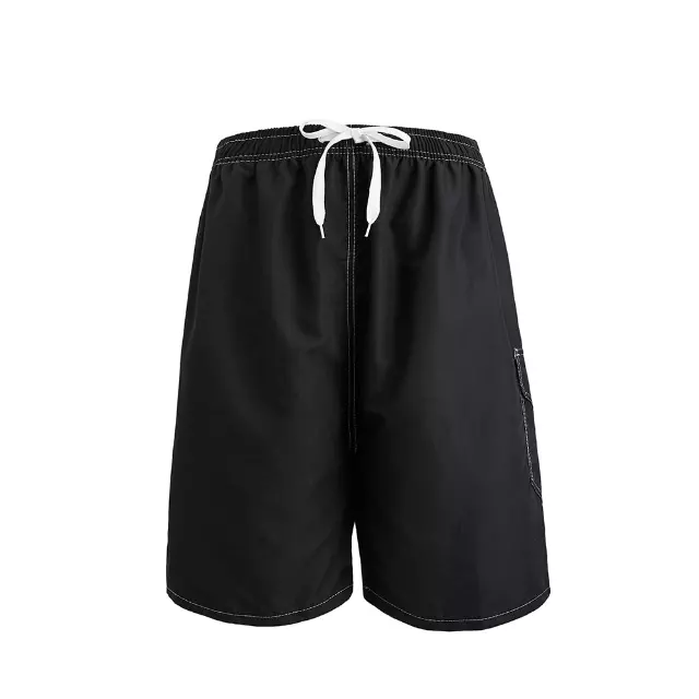Men's solid black swim trunks with drawstring- Style #MP600-$5.90/Unit - 24pcs/cs - PLEASE SEE DESCRIPTION — Black