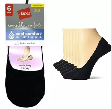 #6-H-477 ‘Hanes’ Black Ultra Low Ballerina Socks 8-12 – $2.00 per 6 pack (12 Packs)