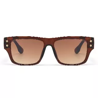 Luxury Square Sunglasses with Architectural Hollow Temples P11126