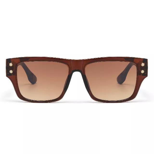 Luxury Square Sunglasses with Architectural Hollow Temples P11126