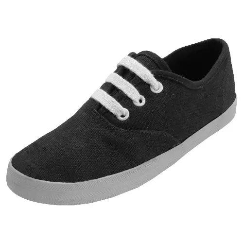 S324-I - Toddler's "Easy USA" Lace-up Canvas Shoes — Black (S324-I-Bk)