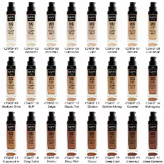 WHOLESALE NYX CAN'T STOP WON'T STOP FULL COVERAGE FOUNDATION 1 OZ - ASSORTED LIGHT TO MEDIUM SHADES - 100 PIECE LOT