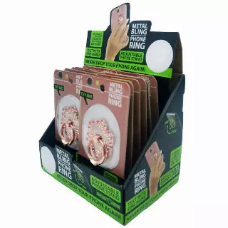 Phone Ring with Rhinestones - 12 Pieces Per Retail Ready Display 24156
