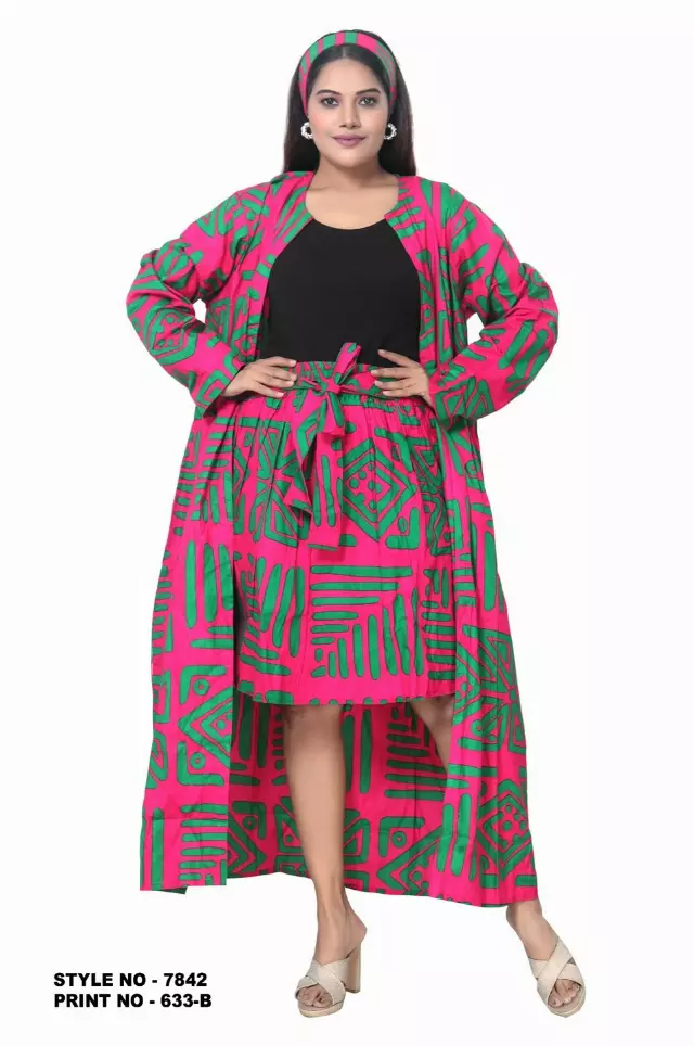 7842 Authentic African Print 2pc Duster + Short Skirt Set - $25.00 Each (3 pcs per pack) — Free Size / Print-633B