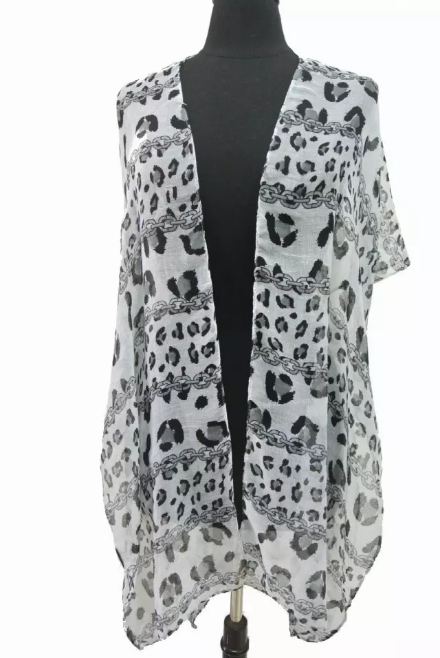 QC218 Animal Print Spring Kimono — Black