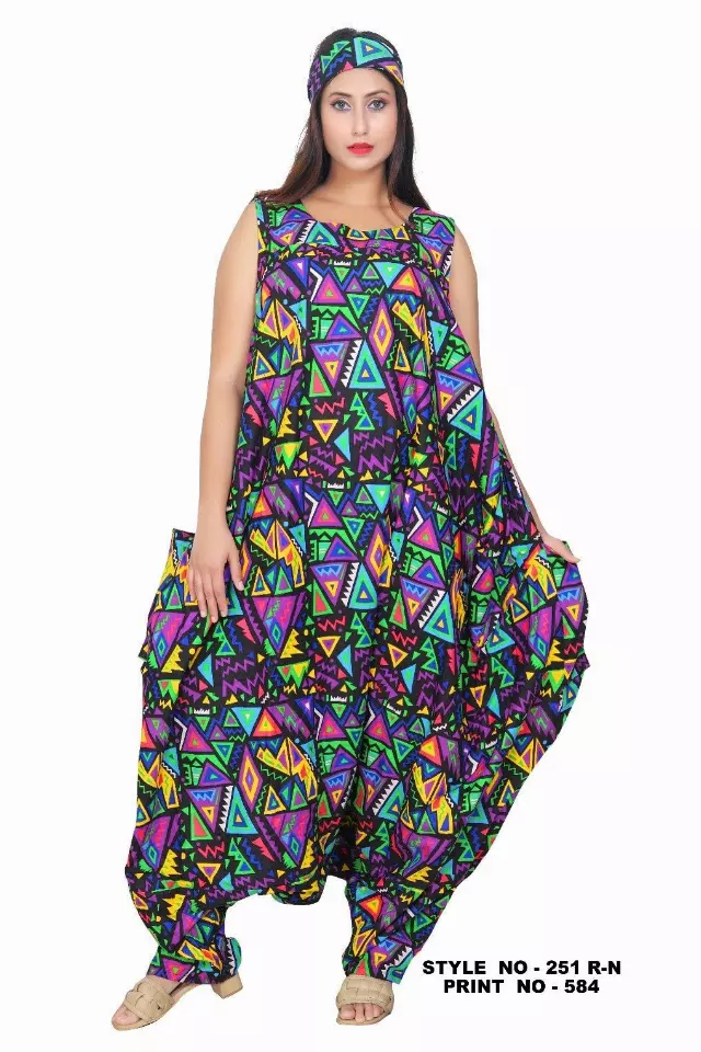 251RN- African Wax Jumpsuit/Dress (3 PCS PRE-PACK) - $35 Each — One Size (4 - 26) / Print-584