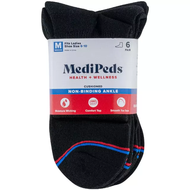 #6-MP-1724898 Women’s MediPeds Half Cushion Ankle Socks(size 10-13) – $1.90 per pack of 6 (12 Packs)