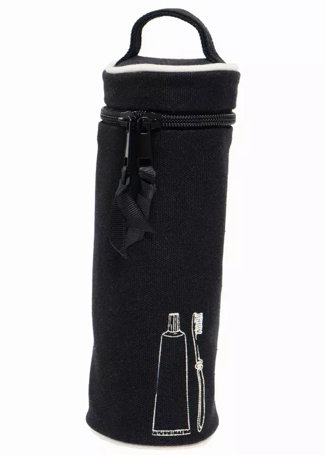 La L'Amour 16oz Cotton Canvas Top Handle Cylinder Toothbrush Case — 100-BLK
