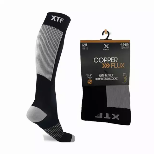 COPPER-INFUSED COMPRESSION SOCKS - GRAY — Large/XL