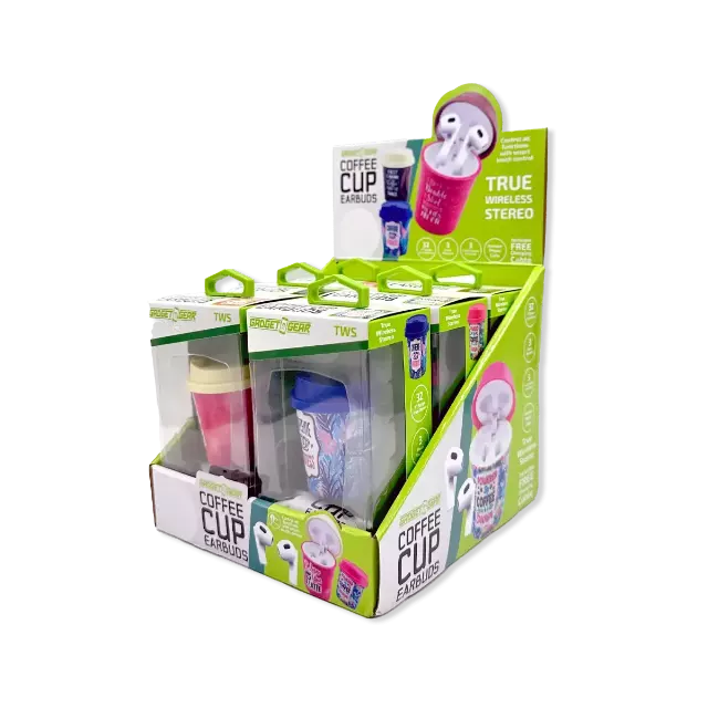 Wireless Earbuds with Coffee Cup Case - 6 Pieces Per Retail Ready Display 25286