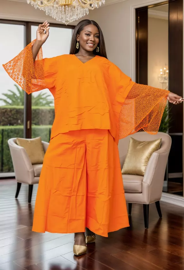 7866 Burst of Color with Crochet 2pc Pant Set