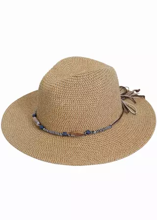 Adrienne Vittadini Beaded Band Straw Panama Hat — TOAST