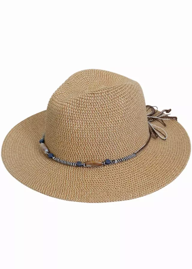 Adrienne Vittadini Beaded Band Straw Panama Hat — TOAST