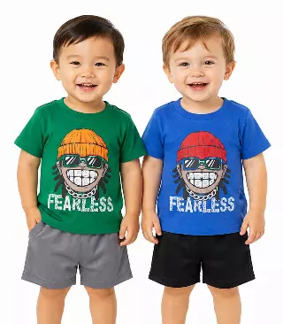 S1OPE Jersey Top Fearless Boy Screen W Rhinestone and Athletic Shorts-1372101