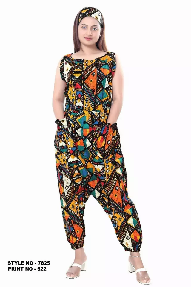 7825 - African Wax Jumpsuit (3 PCS PRE-PACK) - $15.00 Each — One Size (4 - 26) / Print-622