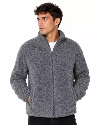 Men's Full-Zip Sherpa Fleece Jacket #J13 — Grey / S-M-L-XL-2X