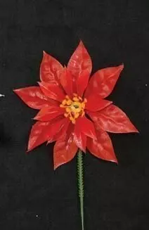 PLX2000RD – 6” Plastic Poinsettia pick (100 ct) – Min 1 box – Case Pk 20 Boxes
