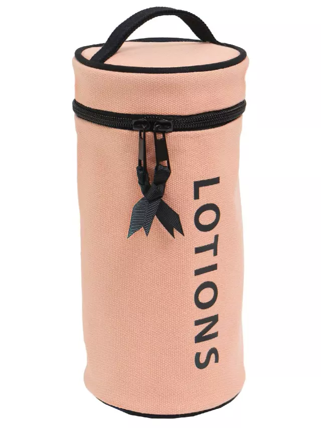 La L'Amour 16 oz Cotton Canvas Top Handle Cylinder Toiletry Lotions Case — 038-BLUSH
